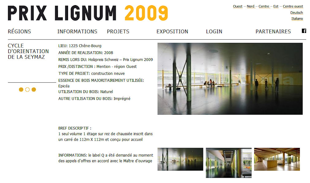 Prix LIGNUM 2009 ; Cycle d'orientation de la SEYMAZ / GE